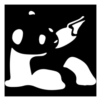 Panda Holding Gun Decal (White)